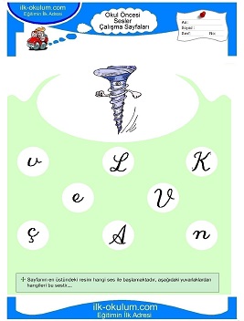 Çocuklar İçin V Sesi Çalışma Sayfaları 